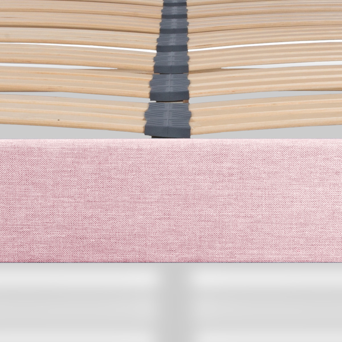 Sommier Lumière Technologie Tri-Lattes, tissu rose, Bois Épicéa, H30 cm, Lattes Actives, Aération Optimale