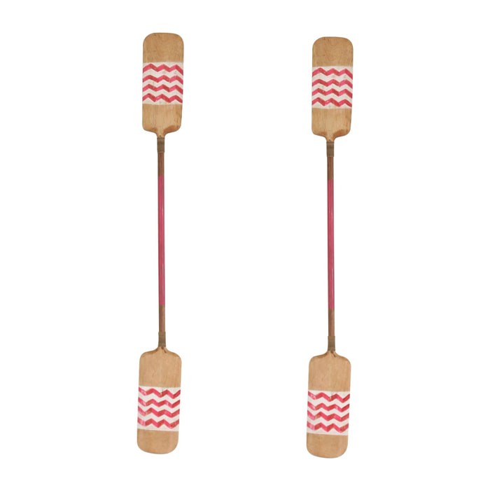 Lot de 2 pagaies en bois avec rayures roses 185cm FUFOA
