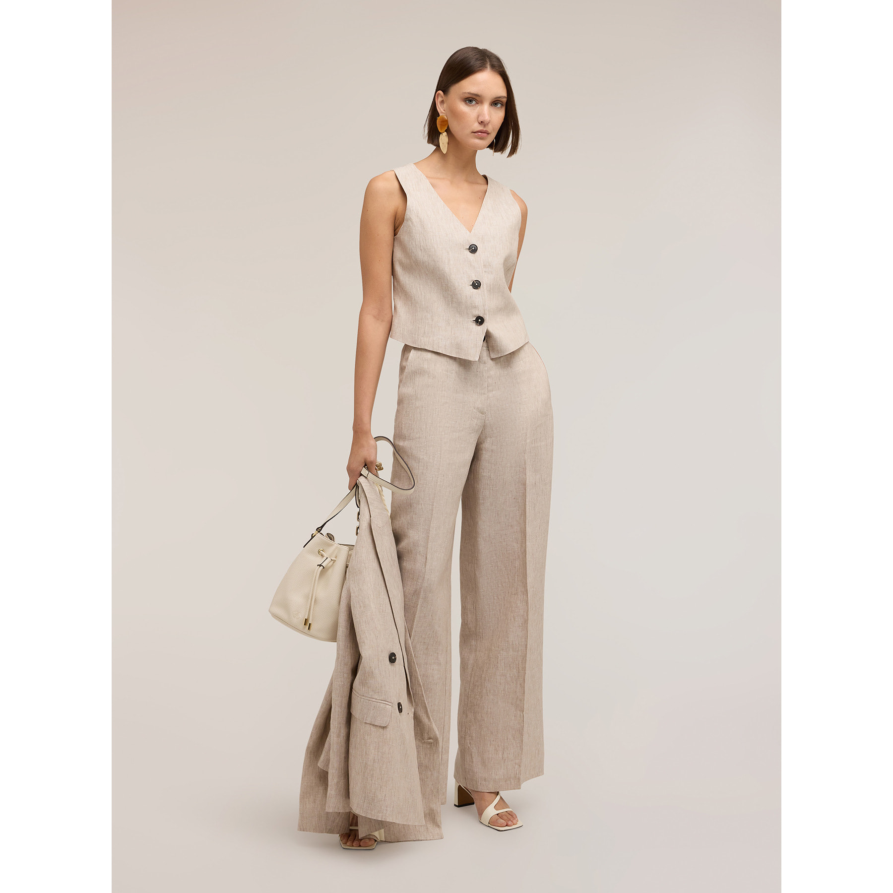 Motivi - Chaleco sastre de lino - Beige