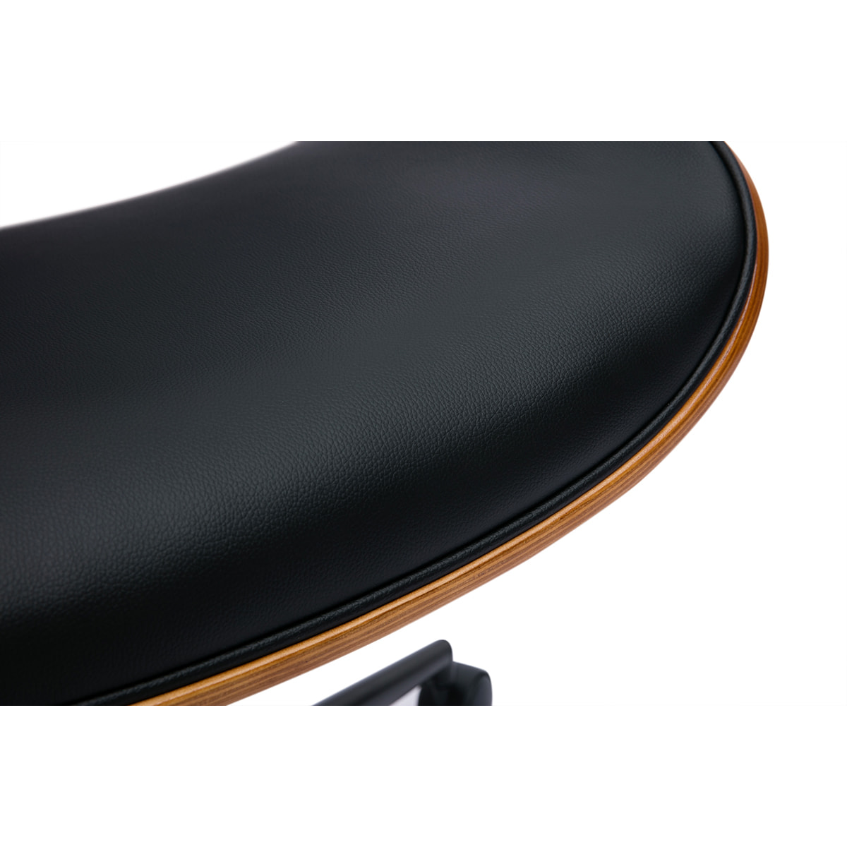 Chaise de bureau à roulettes design noir, bois foncé noyer et métal noir MALMO