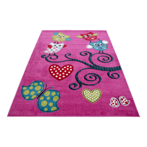 KIDS - Tapis enfant rond à motif hiboux violet - KID0420LIL
