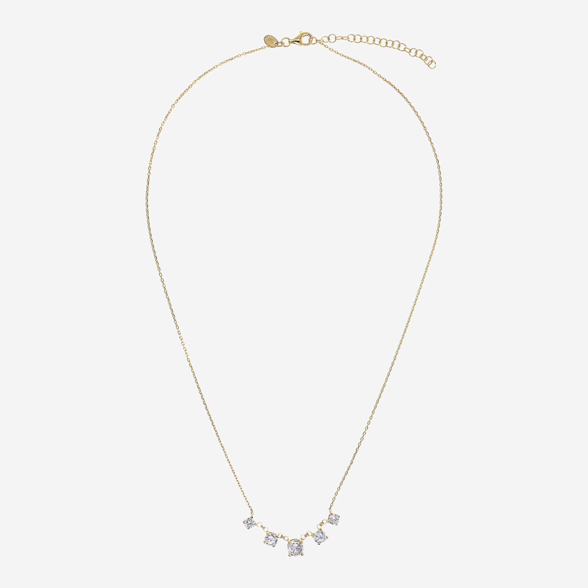 Collana Girocollo in Argento 925 placcato Oro Giallo 18Kt con Ciondoli in Cubic Zirconia