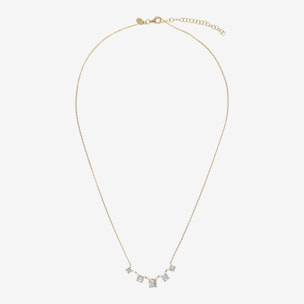 Collana Girocollo in Argento 925 placcato Oro Giallo 18Kt con Ciondoli in Cubic Zirconia