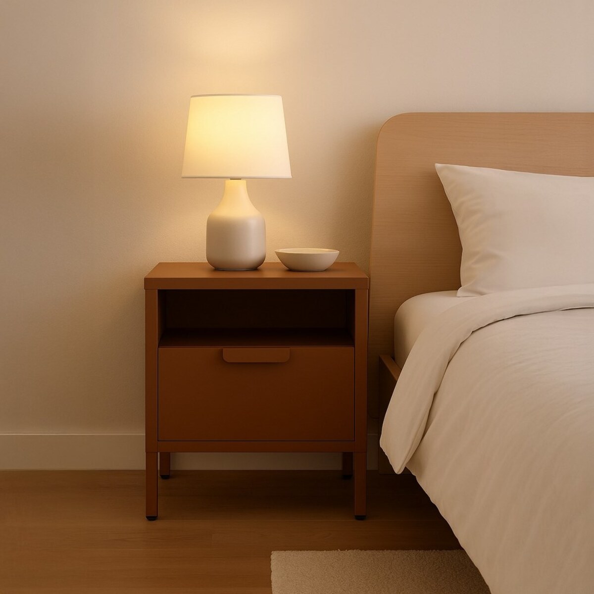 Comodino in metallo con cassetto 45x30x50cm mattone - Pop