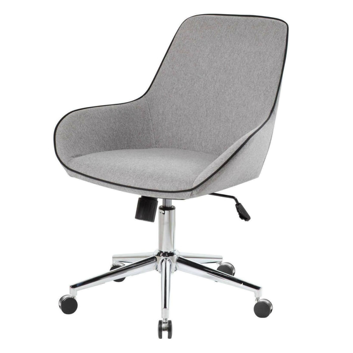 Sedia da ufficio Darwin, Poltrona operativa con ruote, Seduta ergonomica da ufficio, 66x59h98 cm, Grigio