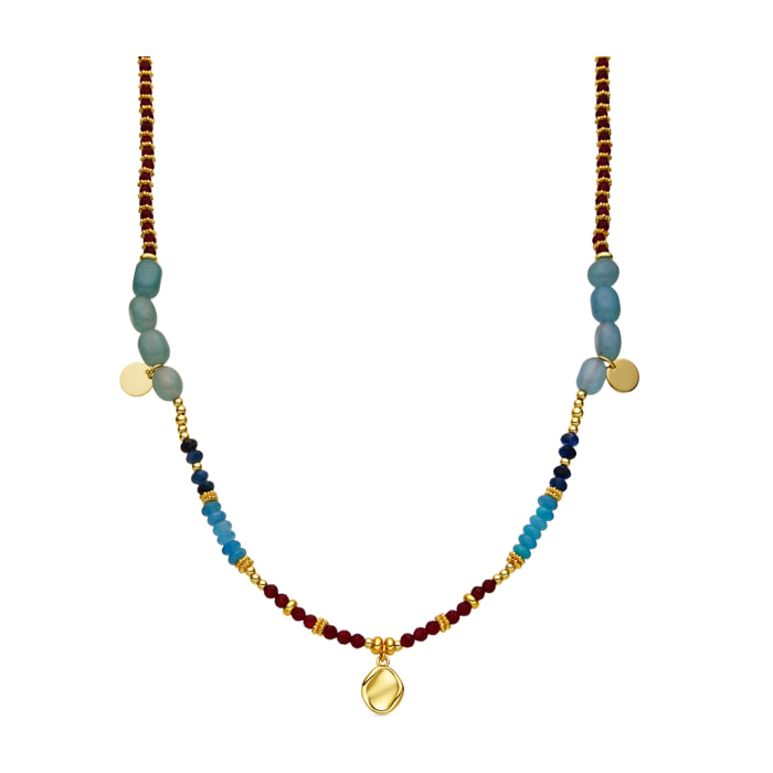 Collar con Cristal Multicolor acabado oro 18k