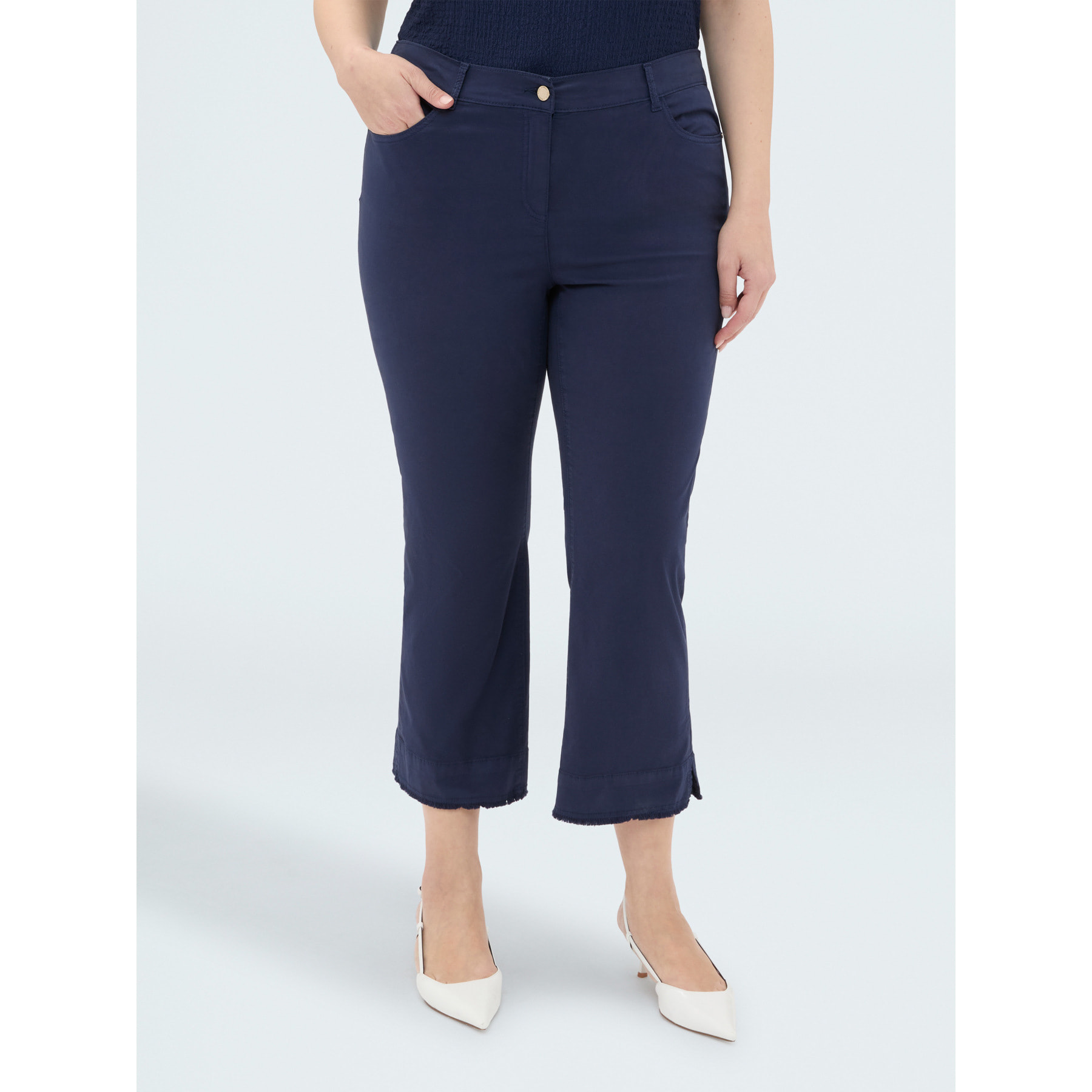 Fiorella Rubino - Pantalones Kick Flare de algodón ligero - Azul