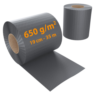 Schermo Privacy In PVC Per Recizioni A Doppia Sbarra Doppio Picchetto Rete Frangivista 650 g/m² 35 m x 19 cm Con Clip Fissaggio Grigio Scuro