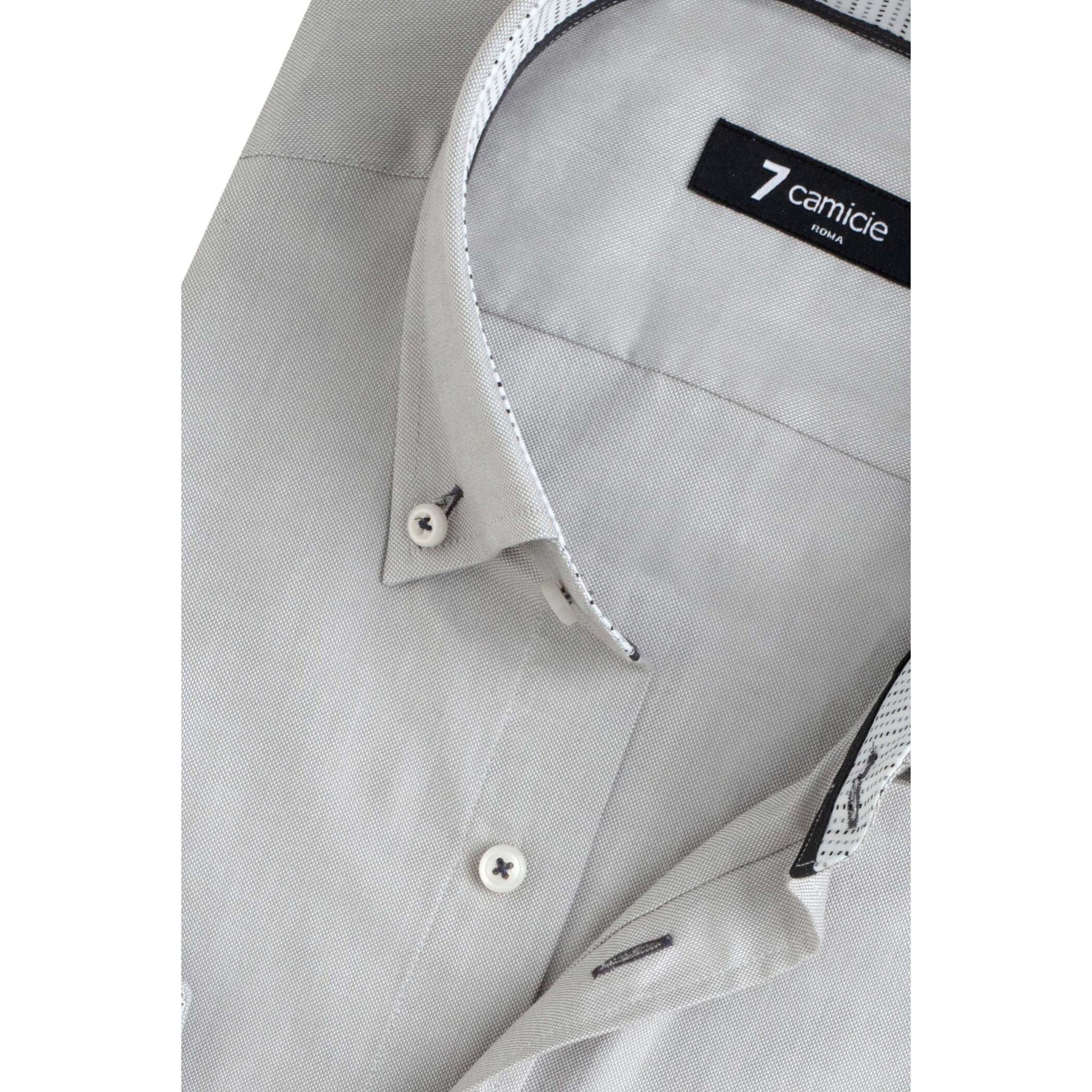 camicia uomo 1 bottone button down slim Oxford unito Grigio Medio