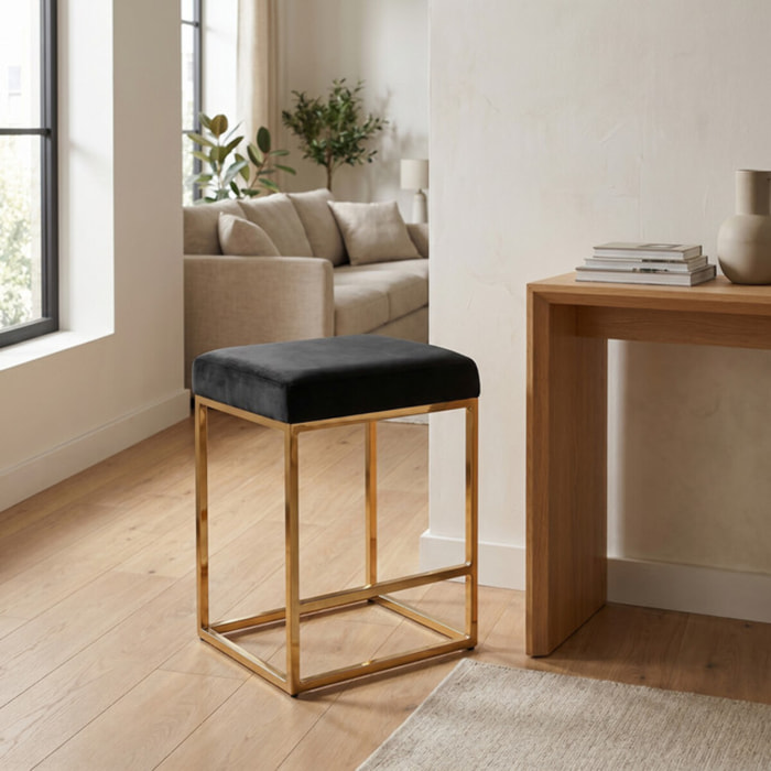Sgabello Imbottito in Effetto Velluto con Seduta Confortevole e Gambe in Acciaio, Design Moderno per Cucina, Penisola, Isola e Zona Bar