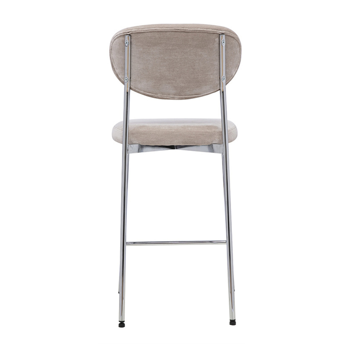 Tabourets de bar fixes en tissu effet velours taupe H65 cm (lot de 2) BREKA