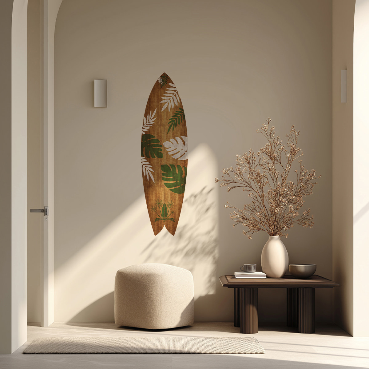Planche de surf décorative Sunset Palm Tableau alu Dibond