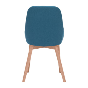 Chaises scandinaves en tissu bleu canard et bois clair massif (lot de 2) HOLO