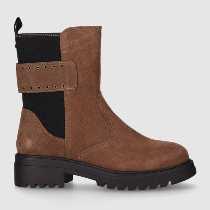 Botines de Serraje - Taupe - Tacón: 3 cm