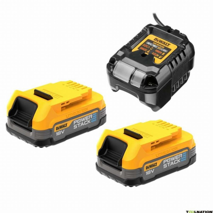 Pack 2 Batteries Powerstack XR 18V DEWALT 1.7Ah Li-Ion + Chargeur - DCB1102E2-QW