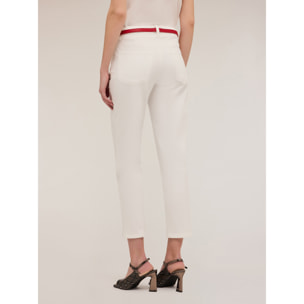 Motivi - Pantaloni carrot Rianne in cotone - Bianco