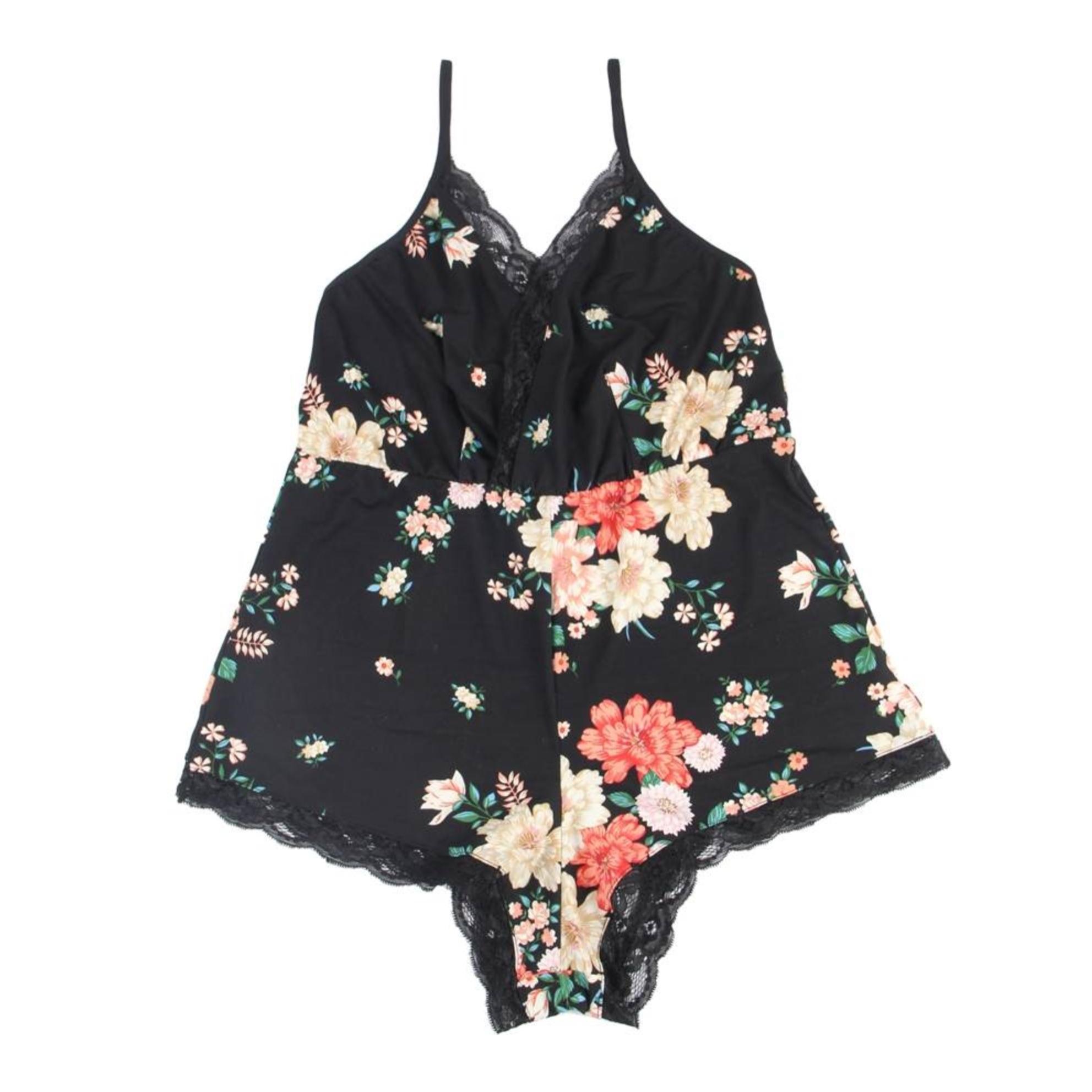 Ropa de dormir con estampado floral de seda cuello en v