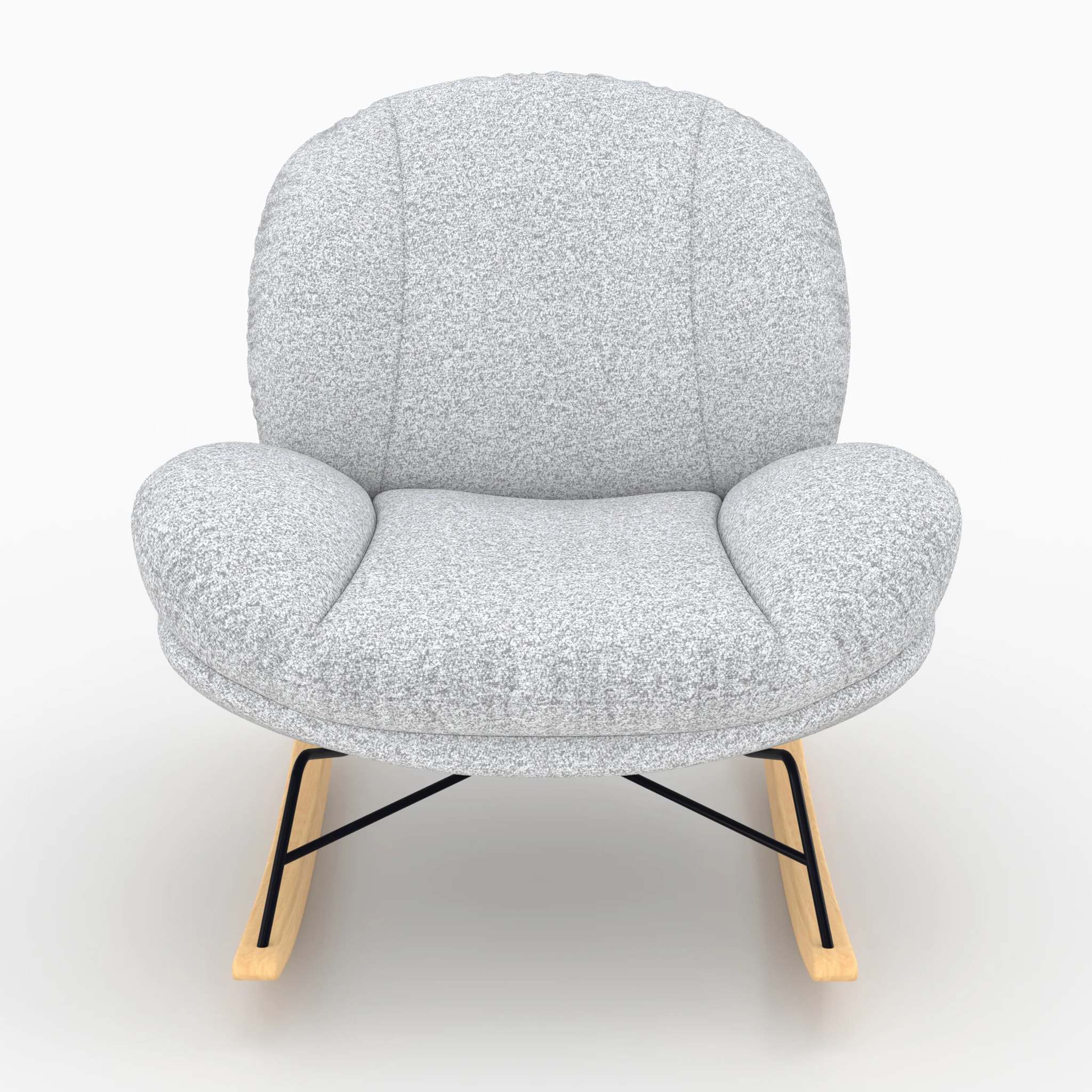 Rocking chair en tissu bouclette gris chiné - Lenny