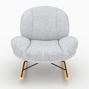 Rocking chair en tissu bouclette gris chiné - Lenny