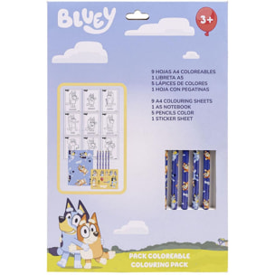 Set De Papelería Coloreable Bluey