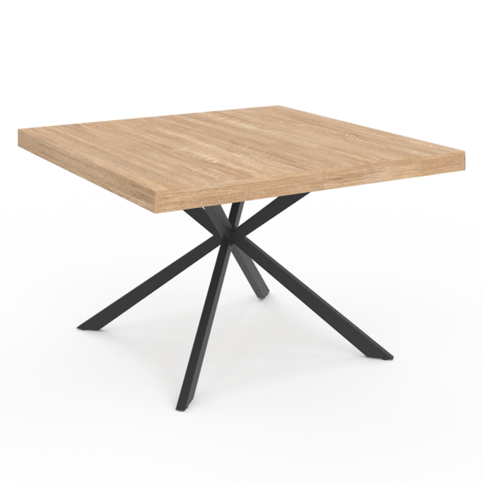 Table à manger carrée Soline bois et noir 120cm
