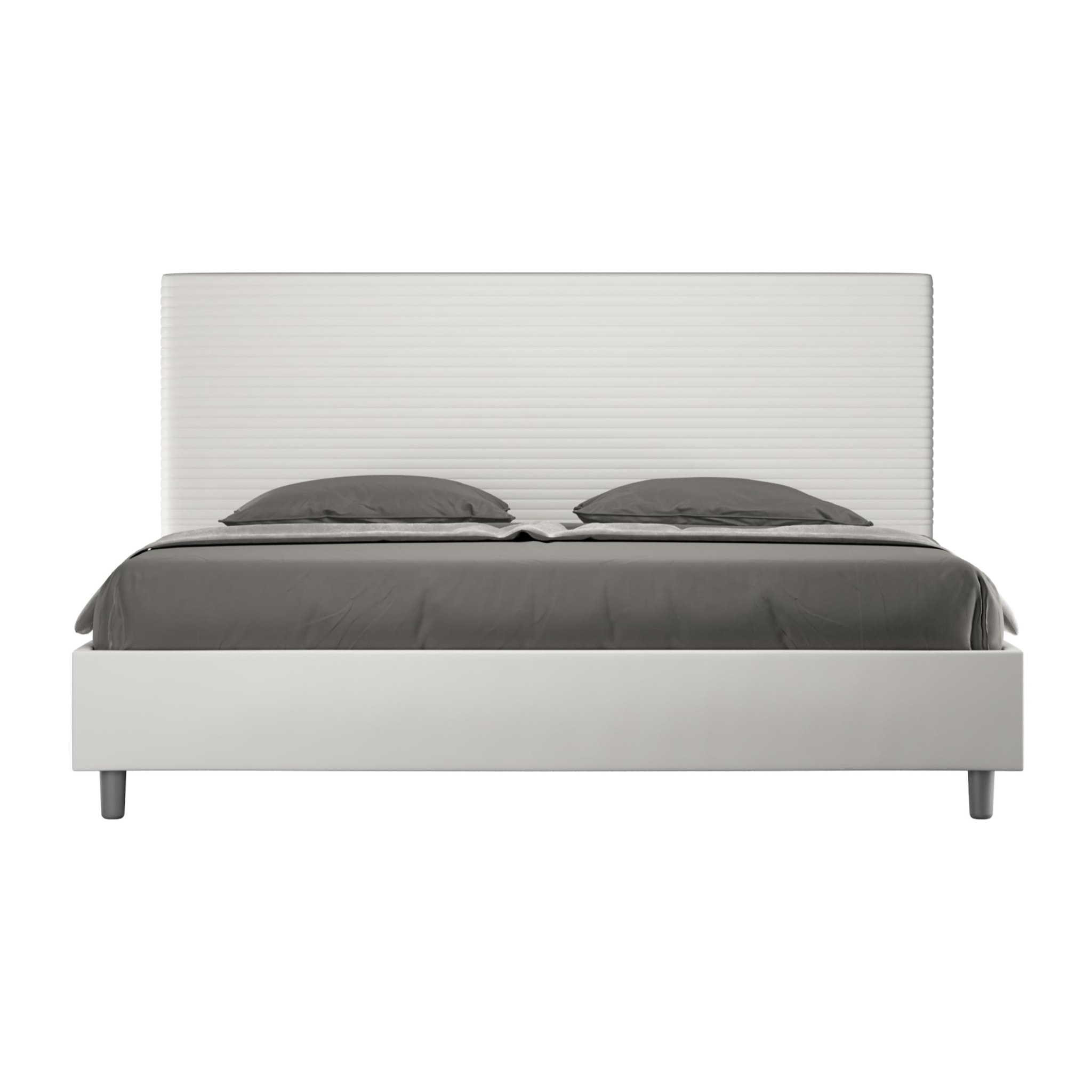 Lit king size avec sommier rembourrée 180x210 similicuir blanc Focus