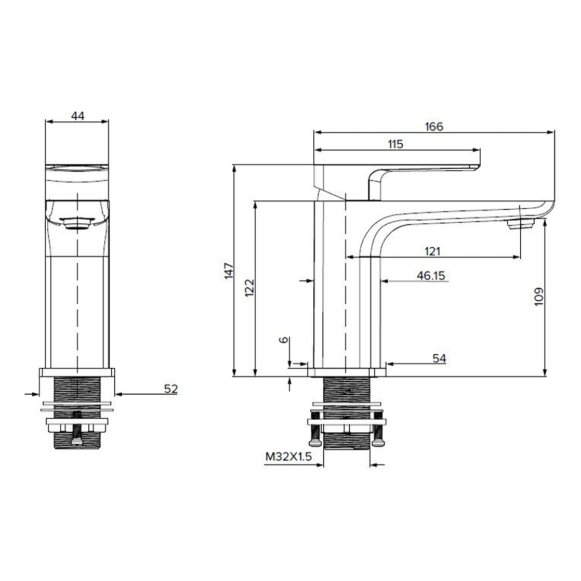 Brevis mitigeur de lavabo en laiton à levier, sans vidage, noir mat (SATBSBRE271C)