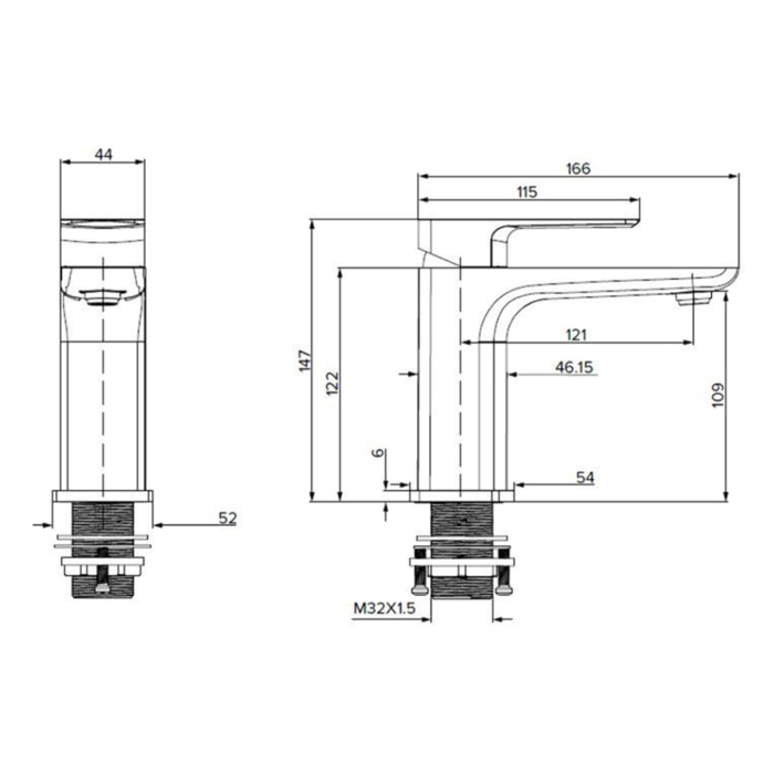 Brevis mitigeur de lavabo en laiton à levier, sans vidage, noir mat (SATBSBRE271C)