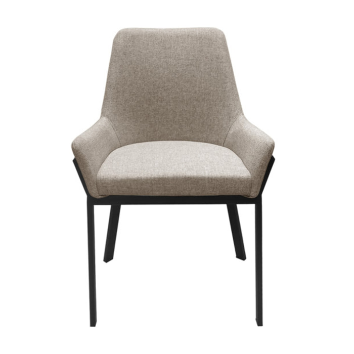 Chaise en tissu chiné capitonné avec piètement métal - 2 coloris - EMOTION 2