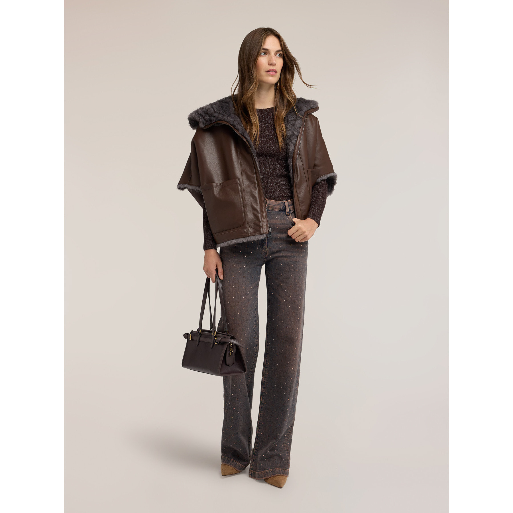 Motivi - Cappa reversibile con zip - Marrone