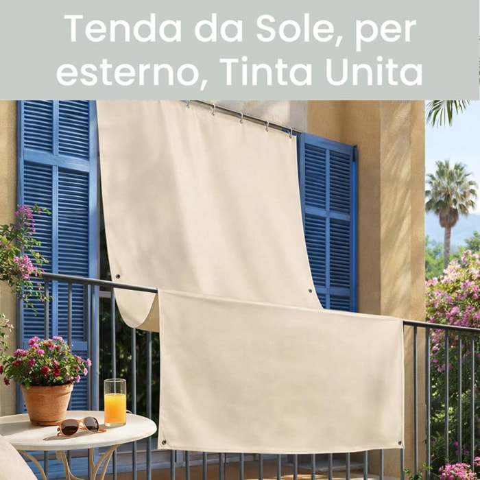 Intrecci Tenda da Sole per Esterno Impermeabile a Caduta con Occhielli, Panna