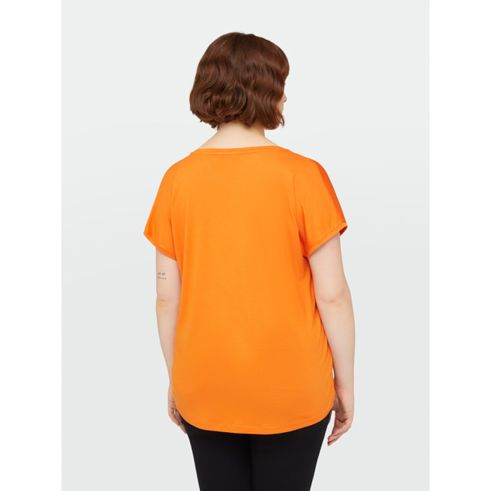 Fiorella Rubino - Camiseta de raso y tejido de punto - Naranja sol