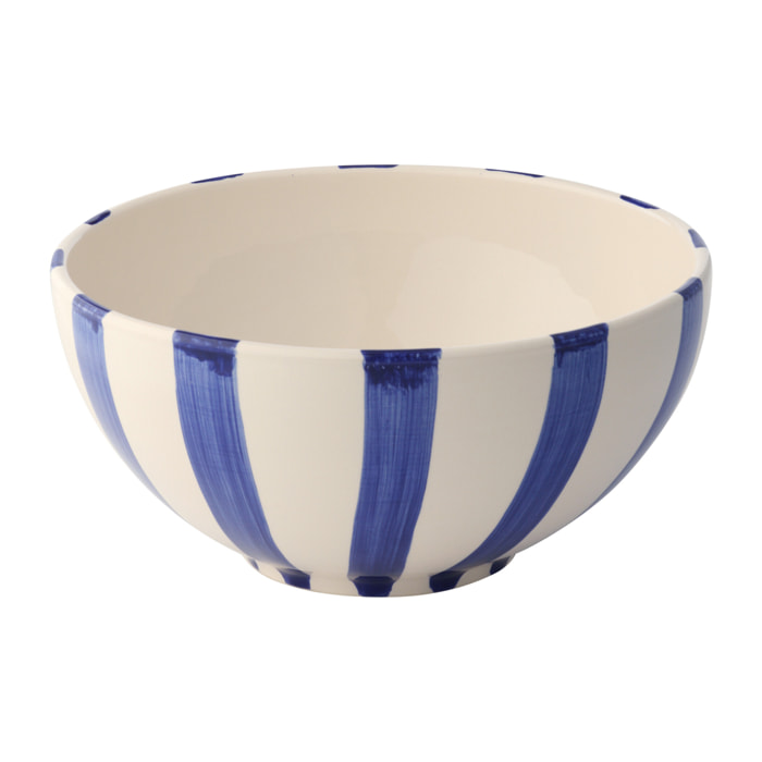 J-Line Bol Poisson Ligné - céramique - bleu foncé - large