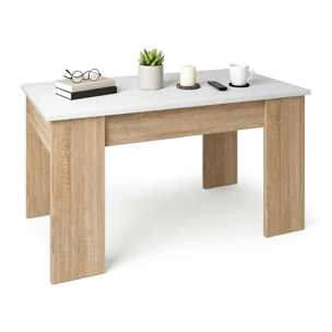 Mesa de centro elevable en roble canadian y blanco artik Norak Roble Canadian - Blanco Artik (Blanco Mate)