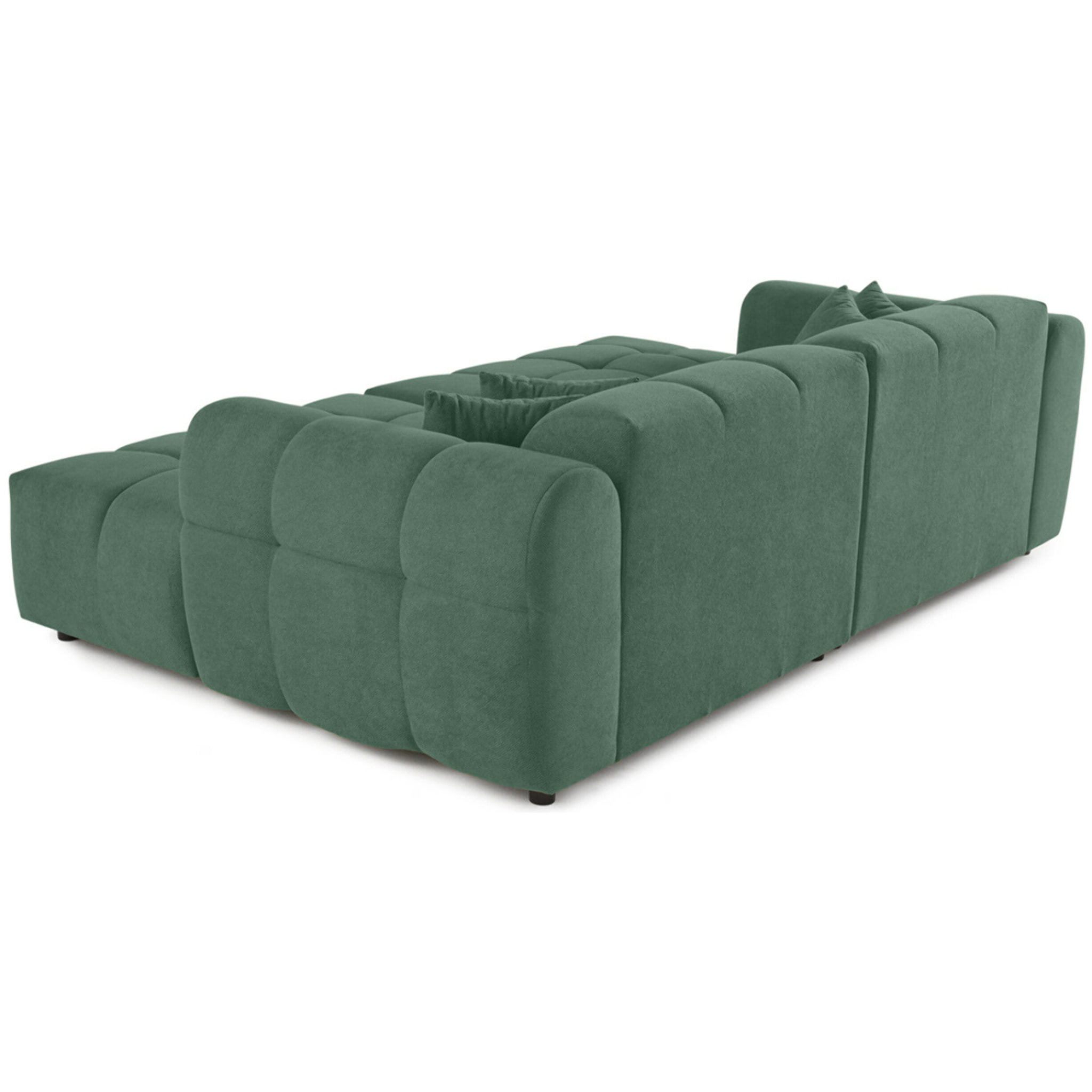 Ray - canapé droit 4 places avec double méridienne - assise profonde - en tissu texturé - Vert sauge