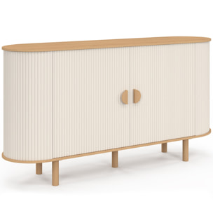 Buffet Kanel 2 portes beige effet cannelé 140cm