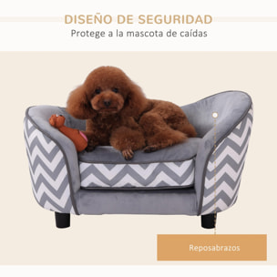 Sofá para Mascota de Madera PVC Espuma 68,5x40,5x40,5cm Gris