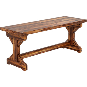 Banco de Jardín de Madera, Banco Rústico Exterior de 2 Plazas con Base en Forma de X, Carga 240 kg, para Patio, Porche, Parque, Balcón, 114x40x46 cm, Carbonizado