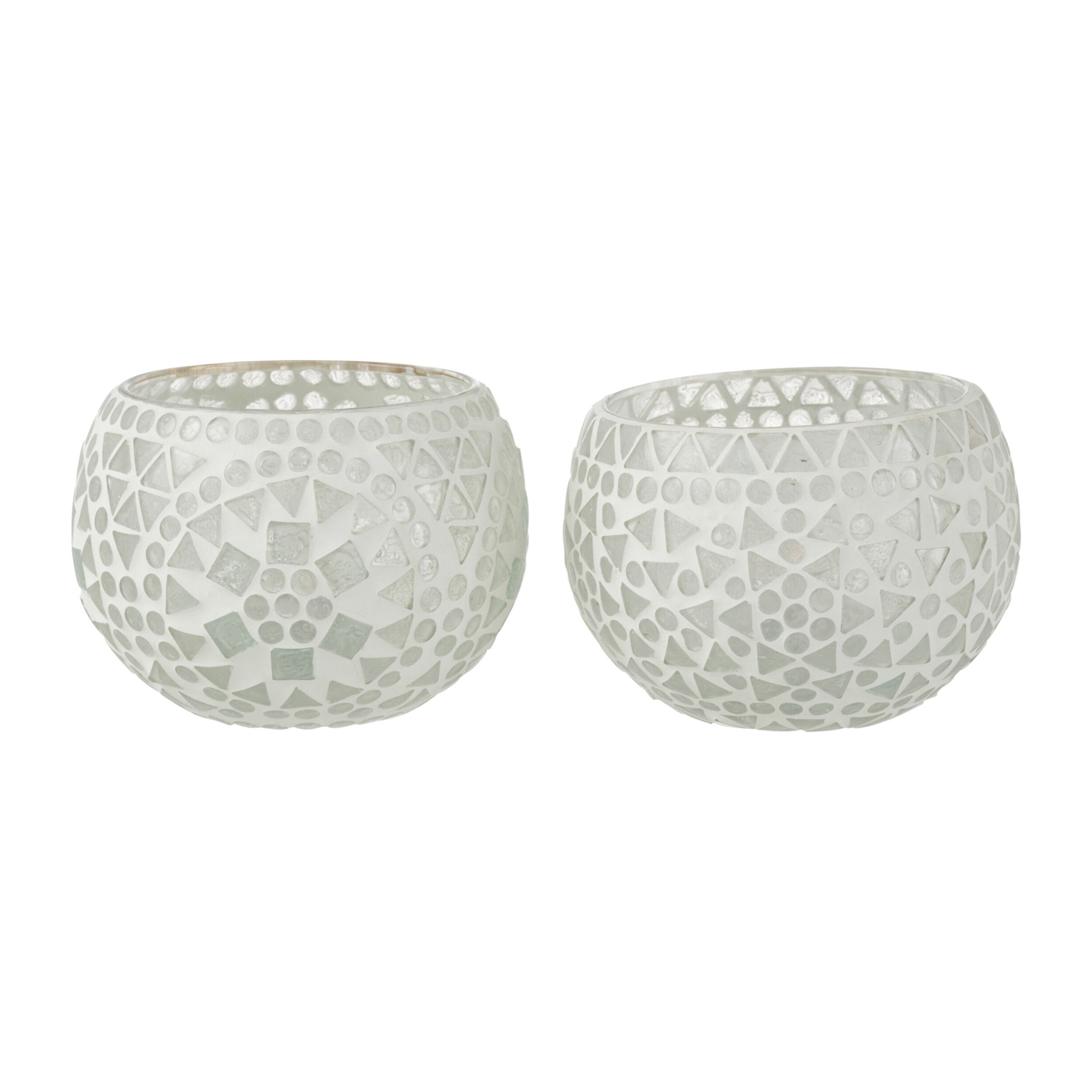 J-Line bougeoir Mosaïque Eki - verre - blanc - medium - 2 pcs