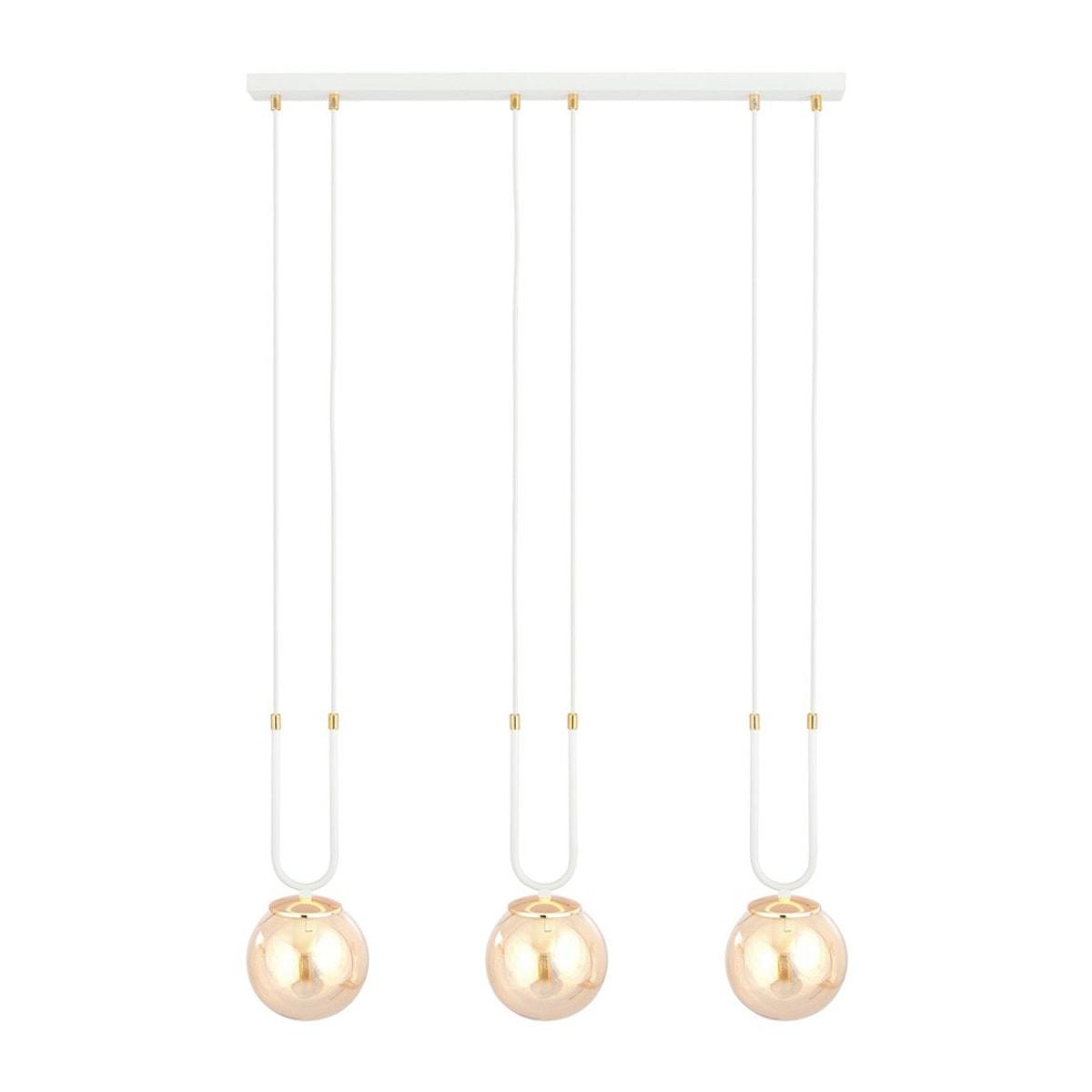 Lampada a sospensione GLAM in acciaio bianco e vetro ambra