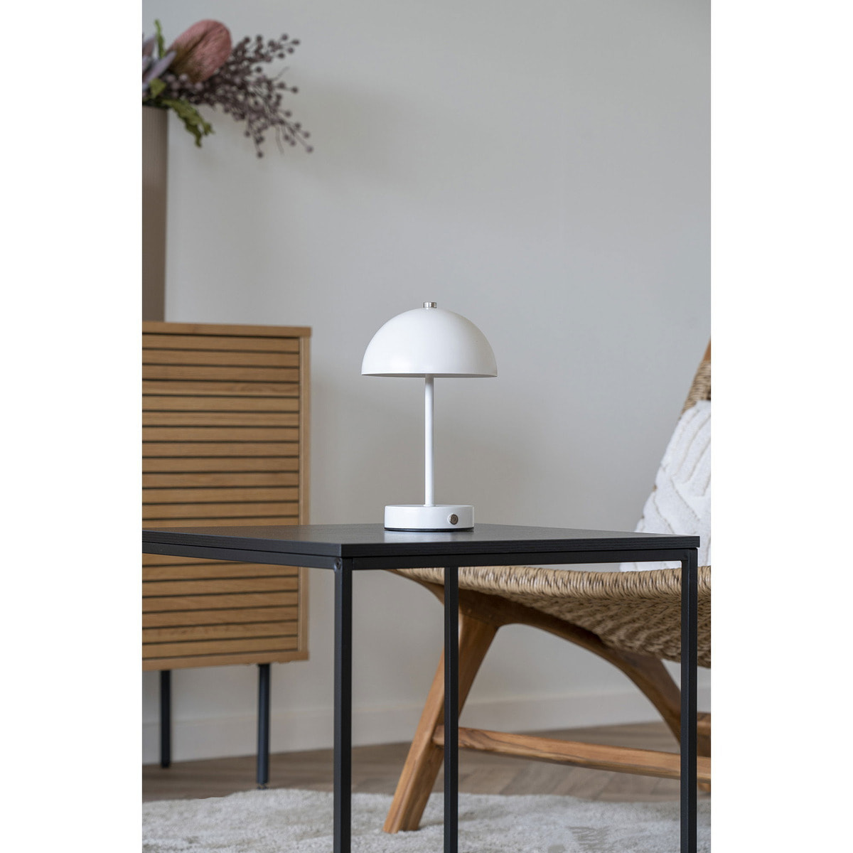 Lampada da tavolo ricaricabile Holt in metallo bianco 15x25 cm