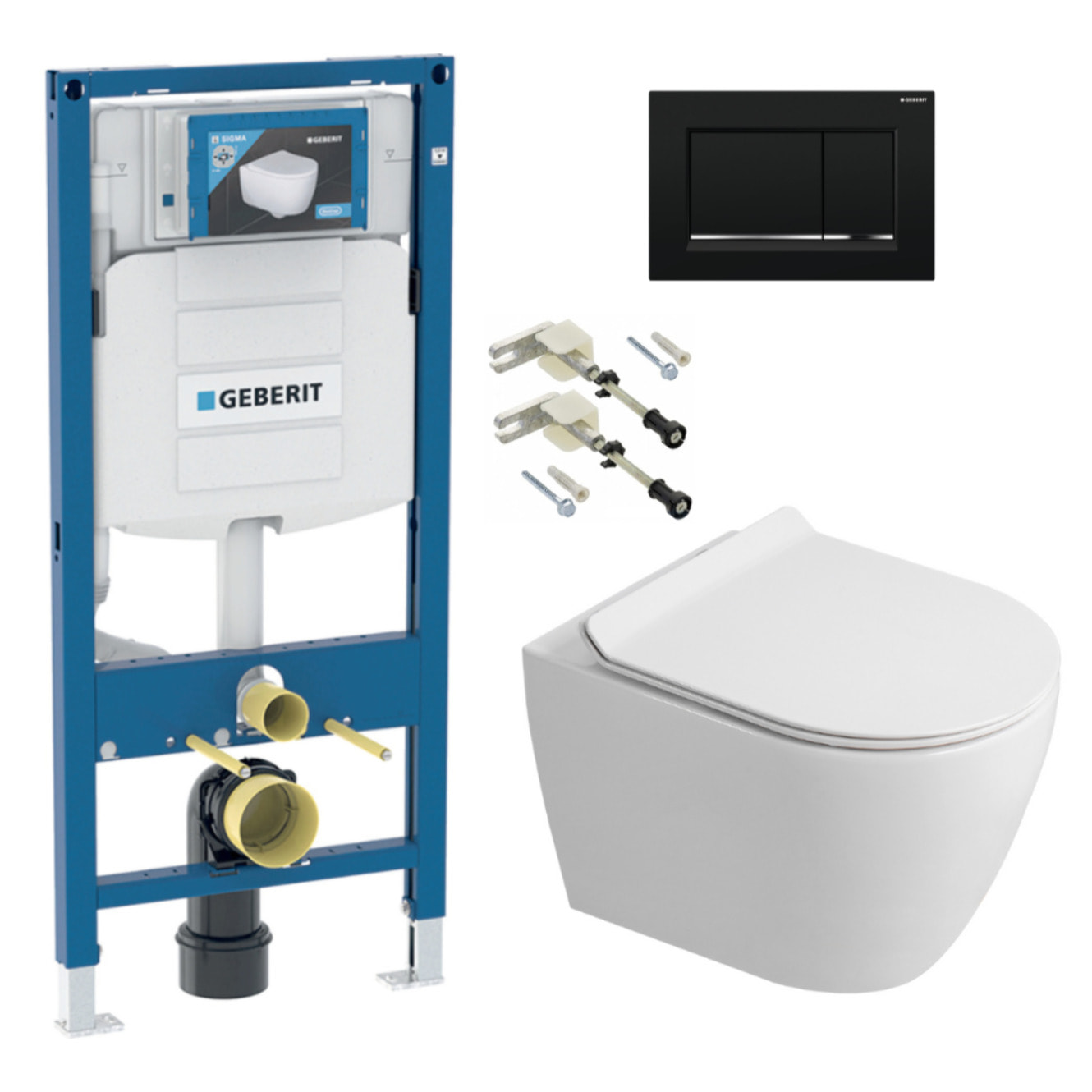 Duofix pack WC bâti-support + WC suspendu sans bride Ceramia PixL avec abattant SoftClose + plaque (GECEPXWT03-FR)