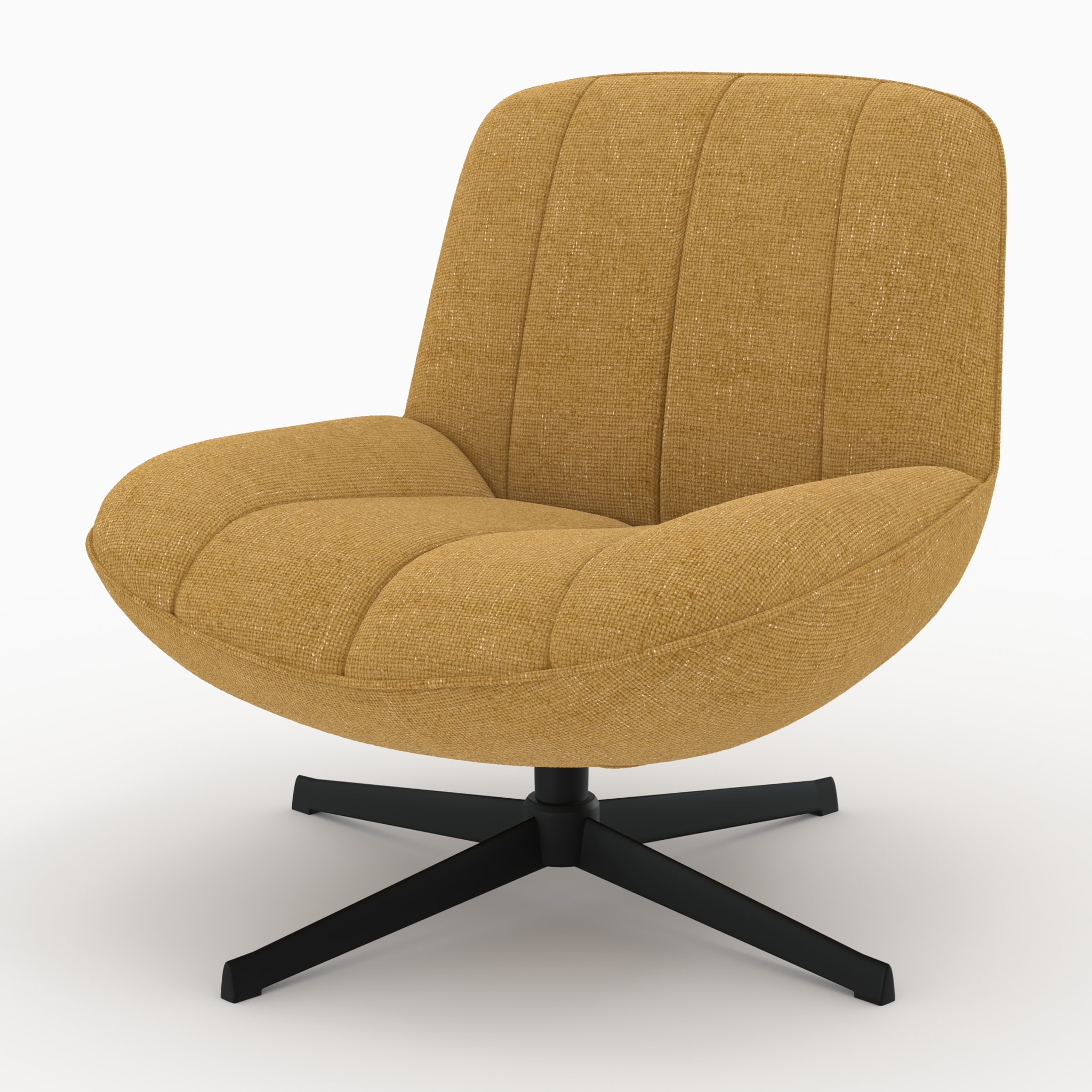 Fauteuil pivotant en tissu effet velours jaune moutarde - Elvis