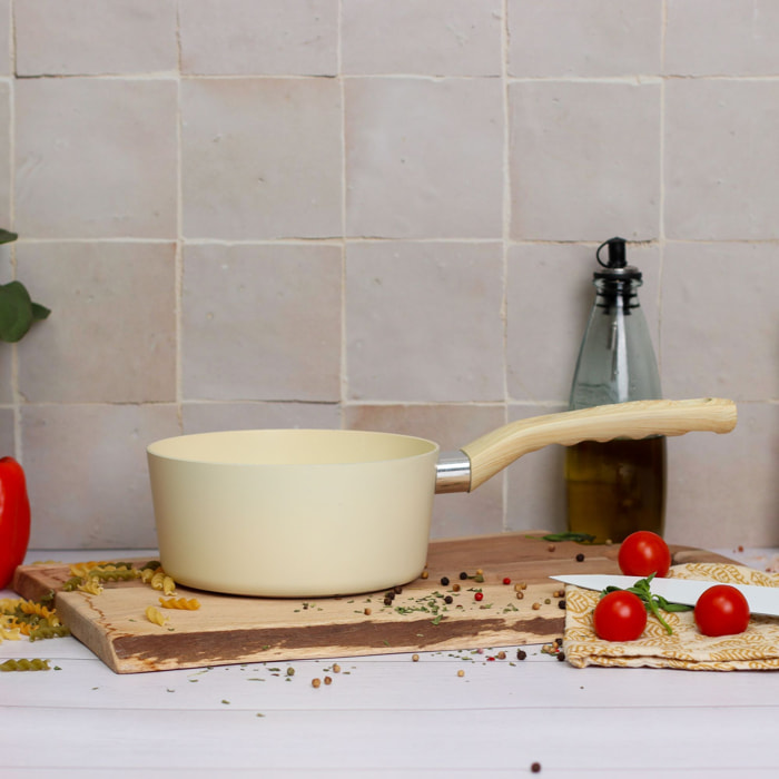 Lot de 3 casseroles revêtement céramique crème - tous feux CREME
