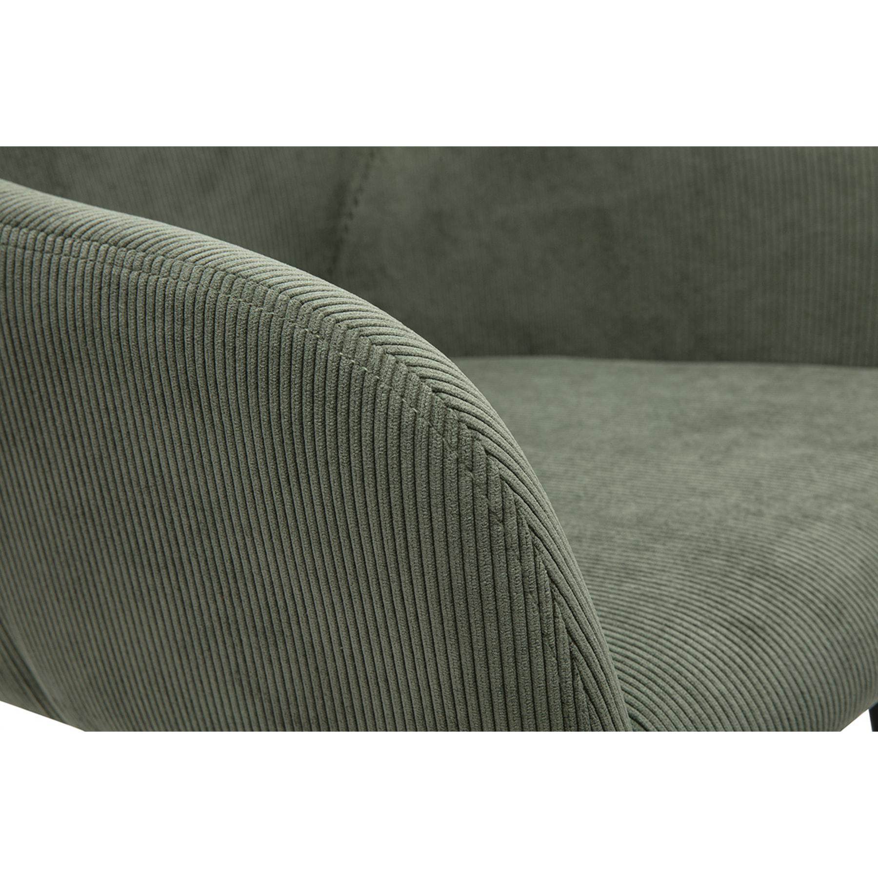 Chaises en tissu velours côtelé vert kaki et métal noir (lot de 2) LAURETTE