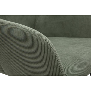 Chaises en tissu velours côtelé vert kaki et métal noir (lot de 2) LAURETTE