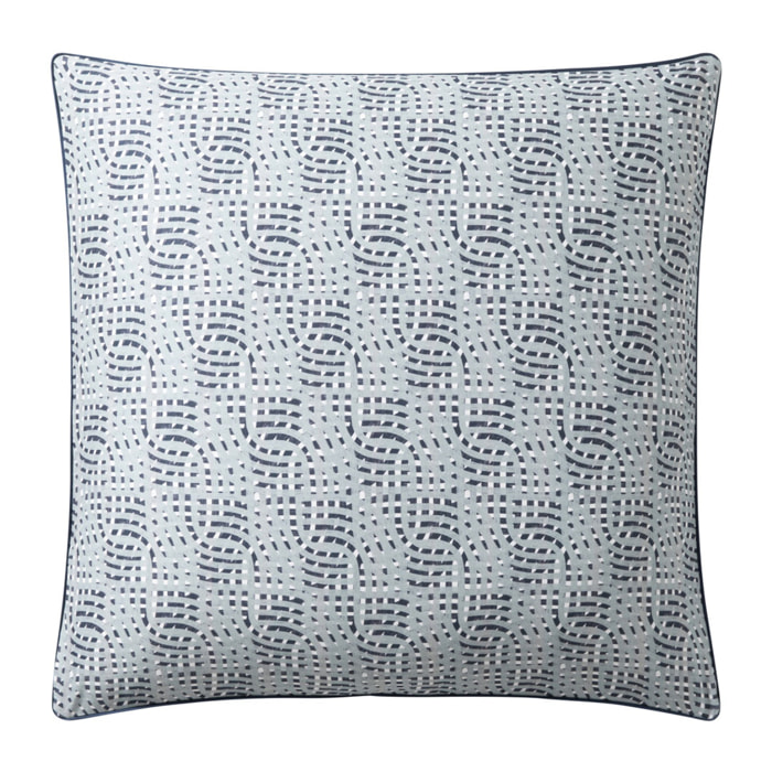 Taie d'oreiller imprimée en satin de coton, UTOPIA, Bleu