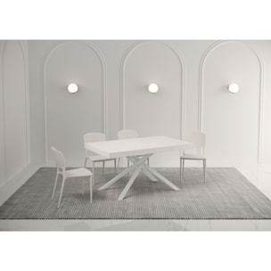 Mesa extensible 90x160/420 cm Karida fresno blanco patas blanca