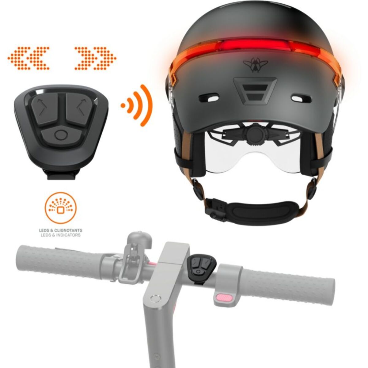 Casque trottinette CASR Led Glow gris taille L