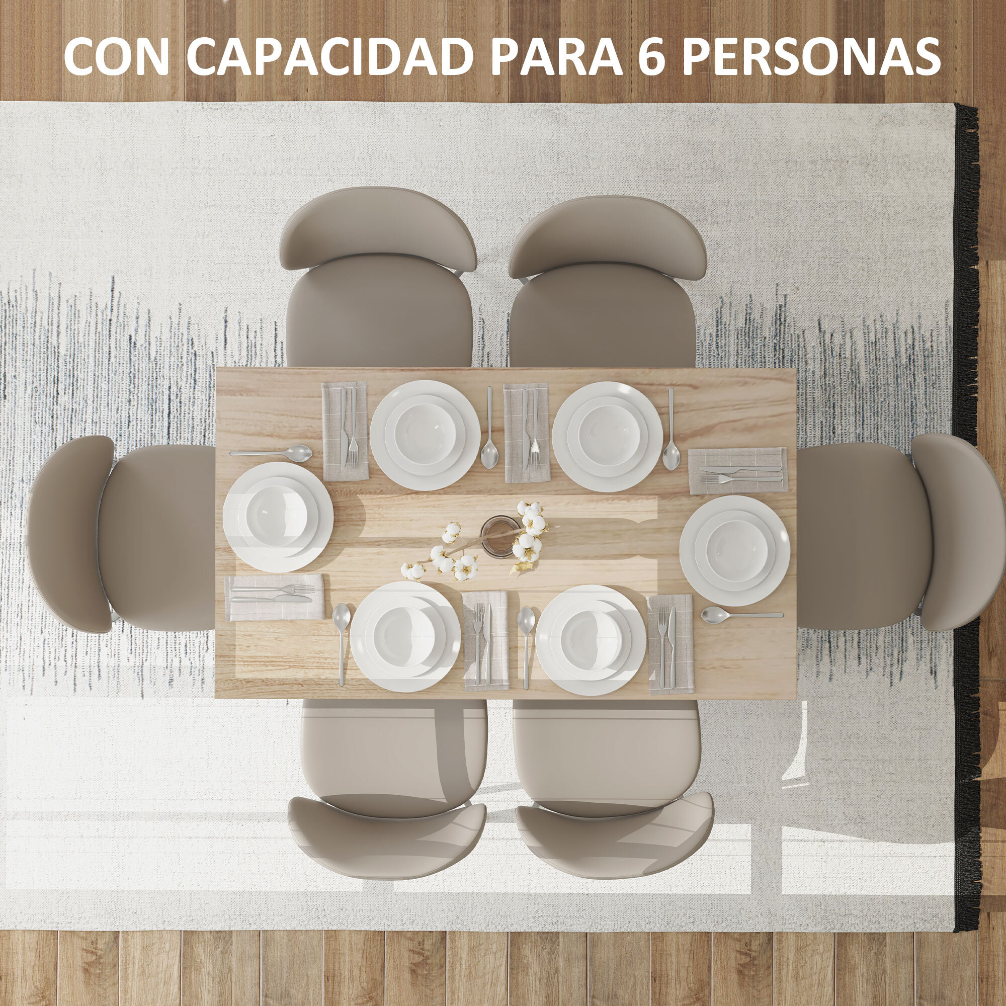 Mesa de Comedor Mesa Rectangular para 6 Personas Tablero Laminado para Cocina Salón 140x80x78 cm Natural